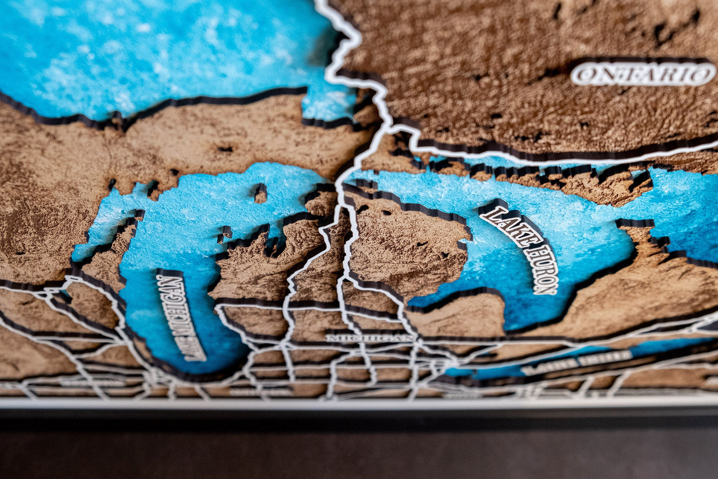 El mapa de los grandes lagos, el lienzo de los grandes lagos, el póster de los grandes lagos, la impresión de los grandes lagos, los viajes de los grandes lagos, la carta náutica de los grandes lagos, el mapa 3d