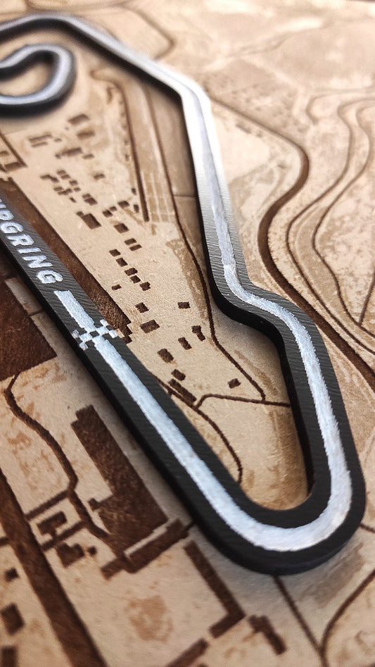 Mapa grabado en madera y pieza 3D del circuito de Nurburgring de F1 u otro circuito personalizado del mundo, de Nascar, Indycar, formula 1