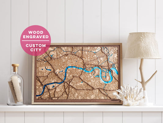 Custom city map. Cualquier ciudad grabada en madera y cortada a laser. World map on laser cut wood. Mapa personalizado ciudad