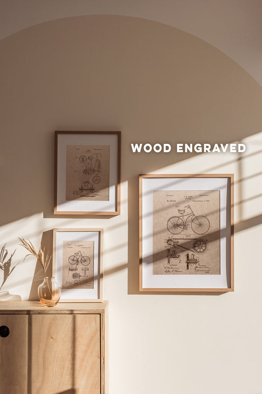 3 patentes madera bicicletas, arte pared, arte de bicicleta, arte ciclismo, regalo ciclista, decoración de bicicleta, decoración de madera