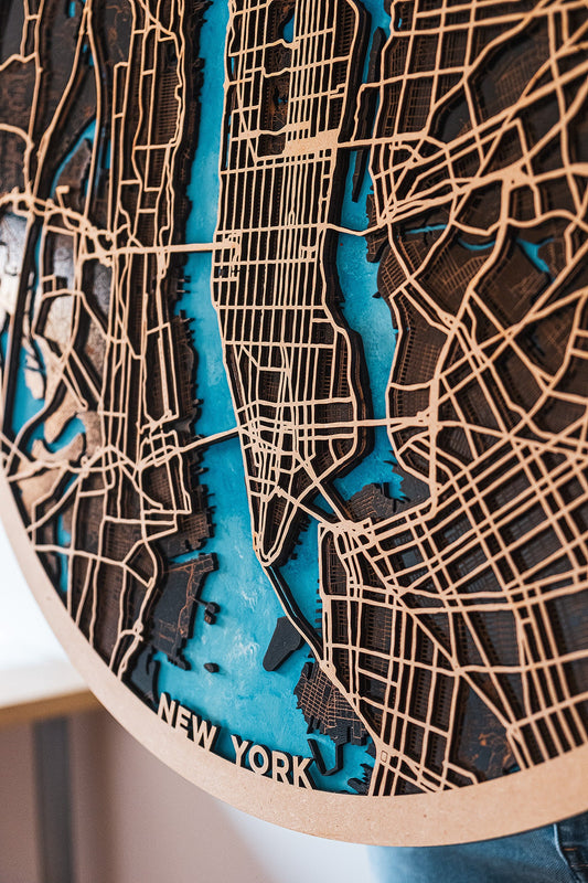 Mapa circular de cualquier ciudad del mundo en madera. Decoración artística de pared. Mapa rústico viajes. Decoración. Regalo inauguración.