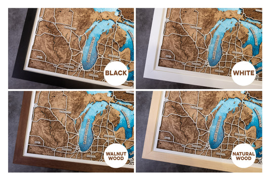 3D Multicapa Los Grandes Lagos Mapa / Los Lagos Greart / Regalo del 5º aniversario / Mapa de madera / Regalo para ella / regalo de mapa de compromiso / Regalo perfecto